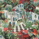 Rasch|Papier peint paysage tropical bungalows multicolores|Tropical