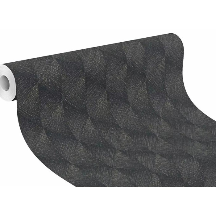Rasch|Papier peint fibre bambou 3D noir et or élégant|Papier Peint