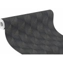 Rasch|Papier peint fibre bambou 3D noir et or élégant|Papier Peint