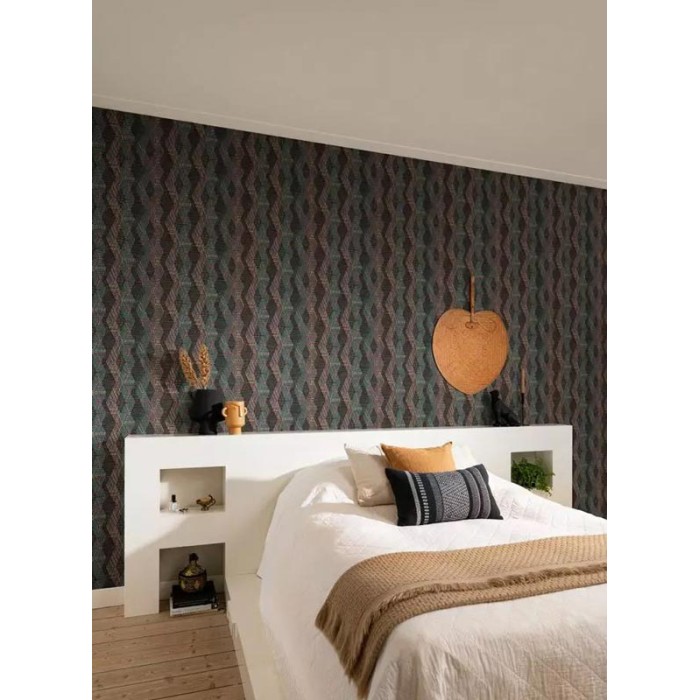 Papel pintado estilo étnico efecto textil azul - Rasch African Queen III 751949