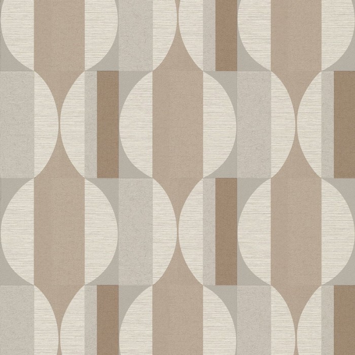 Grandeco|Papel pintado geométrico efecto madera beige marrón|Papel Pintado