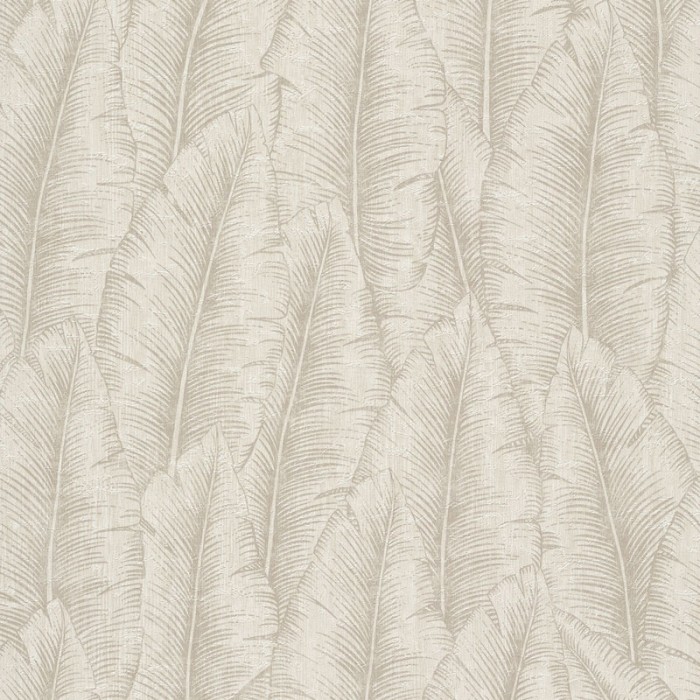 Grandeco|Papel pintado hojas tropicales cumarú blanco crema|Papel Pintado