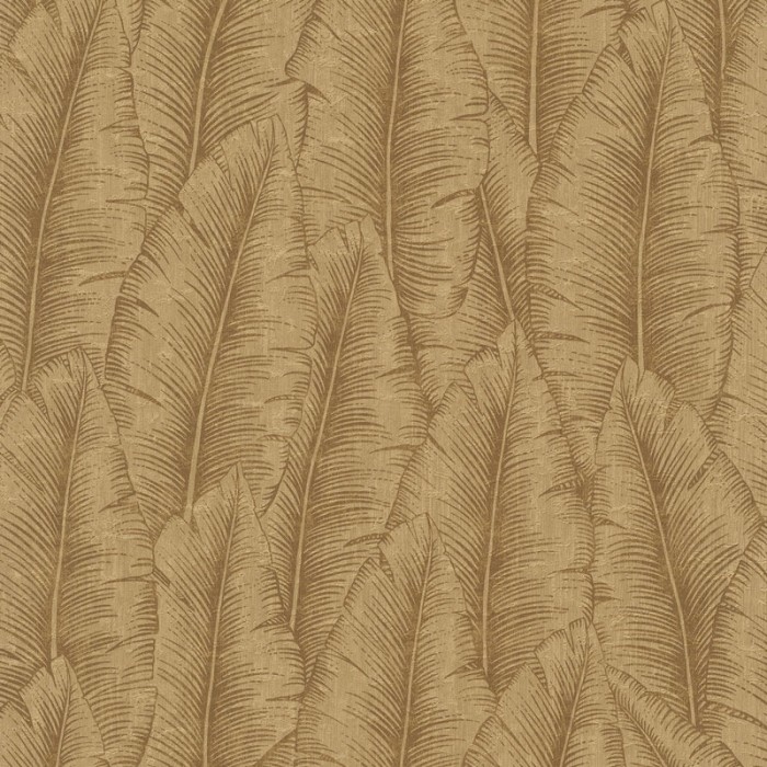 Grandeco|Papel pintado hojas tropicales cumarú amarillo mostaza|Moderno