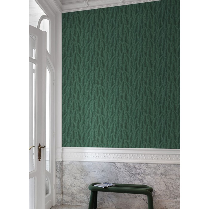 Grandeco|Tropical cumaru leaves green wallpaper|Modern