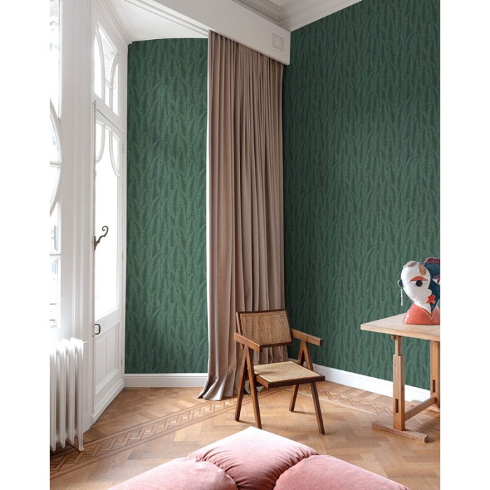 Grandeco|Tropical cumaru leaves green wallpaper|Modern