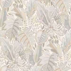 Casamance|Papier peint tropical fleurs caraïbes vert turquoise|Tropical