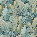Grandeco|Exotische Pflanzen florale Tapete türkis-blau|Tropische