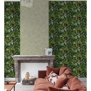 Grandeco|Florale Cumarublätter grau Tapete|Tapeten 2
