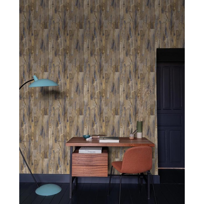 Papel pintado madera envejecida marrón - Grandeco Ciara A62802