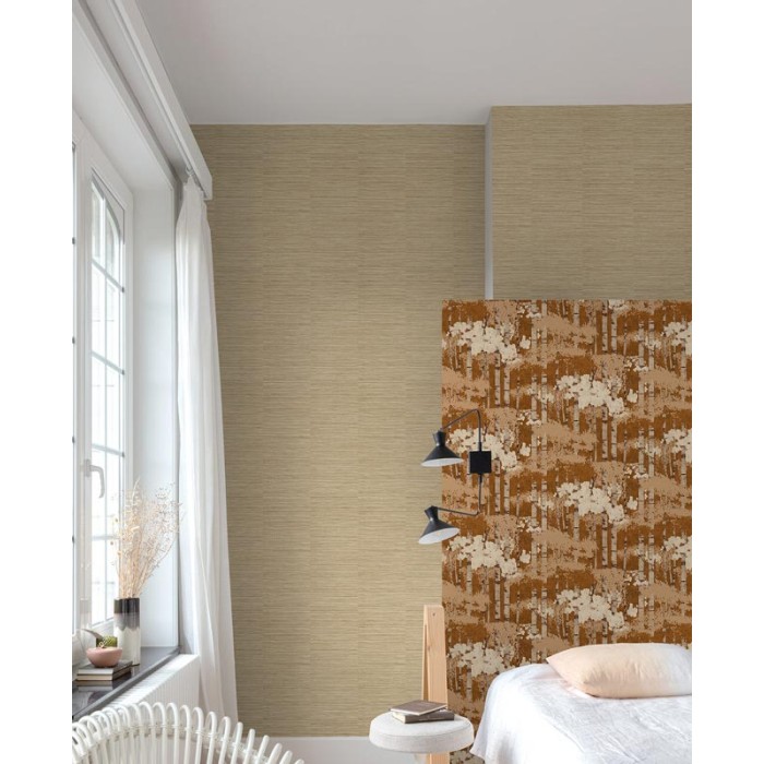 Grandeco|Papier peint effet raphia jonc ou canne beige|Imitation Raphia