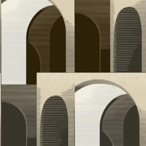 Caselio|Papier peint art déco avec coquillages bleu et doré|Art Déco