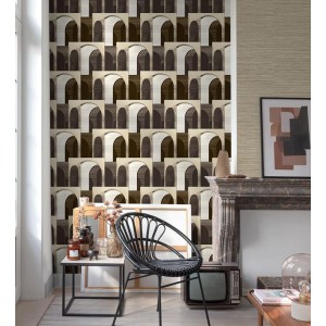 Caselio|Papier peint art déco avec coquillages bleu et doré|Art Déco 2