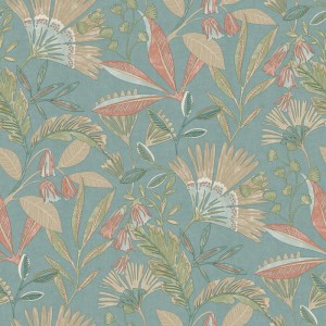 Caselio|Papier peint fleurs de lotus sur fond vert anglais|Floral