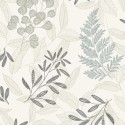 Grandeco|Autumnal botanical leaves white cream wallpaper|Scandinavian