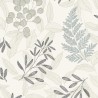 Papel pintado otoñal botánico hojas blanco crema - Grandeco Ciara A63901