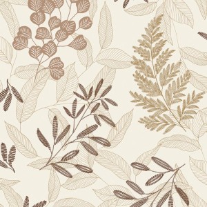 Grandeco|Herbstliche botanische Blätter cremeweiß Tapete|Skandinavisch