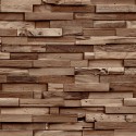 Grandeco|Papier peint effet bois 3D marron foncé|Imitation Bois