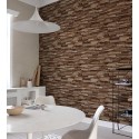 Grandeco|Papier peint effet bois 3D marron foncé|Imitation Bois