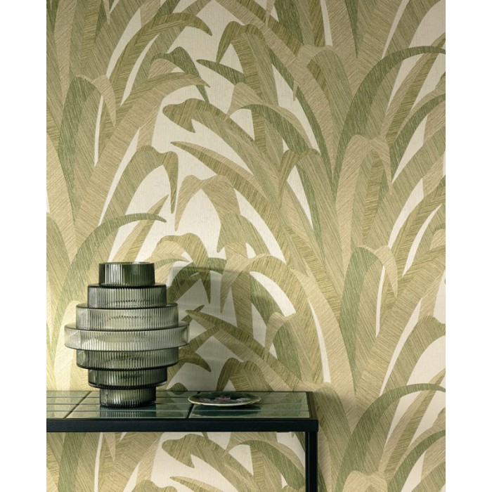 Grandeco|Papel pintado floral hojas cumaruterracota|Papel Pintado