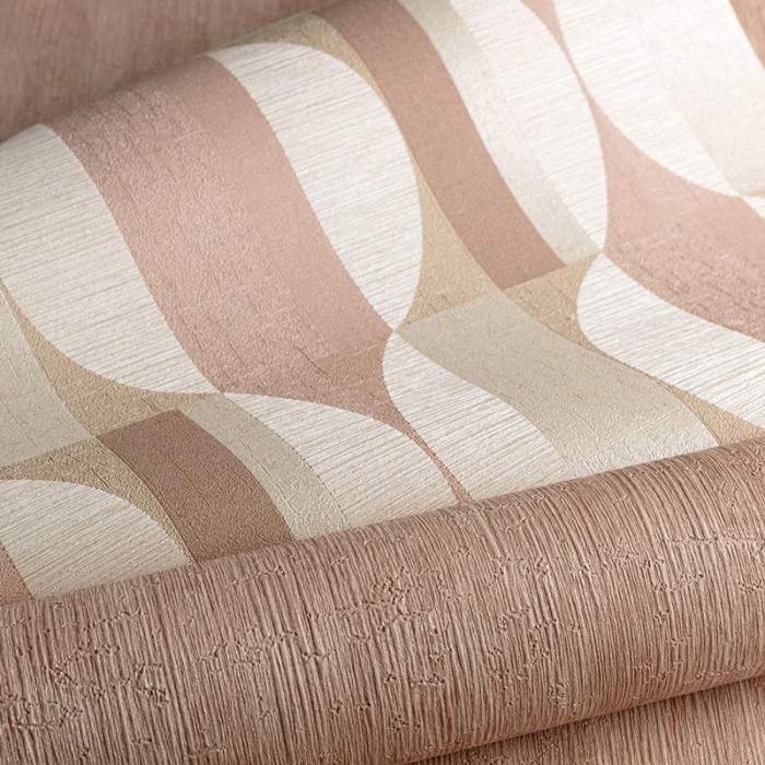 Grandeco|Wooden-effect geometric pink wallpaper|Retro