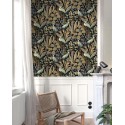 Grandeco|Papier peint tropical grues plantes exotiques bleu|Tropical