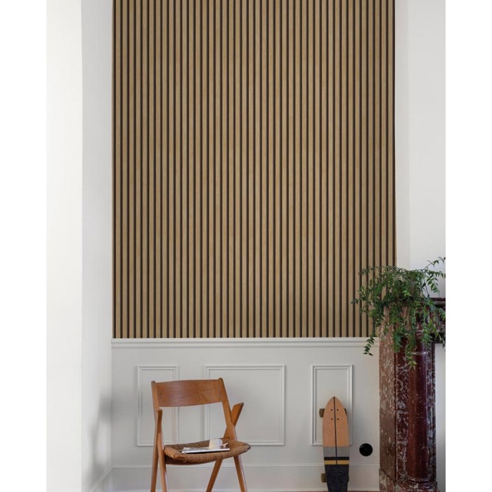 Grandeco|3D wooden strips beige wallpaper|Wood Imitation
