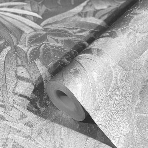 Caselio|Papel pintado floral tropical con periquitos verde|Tropical