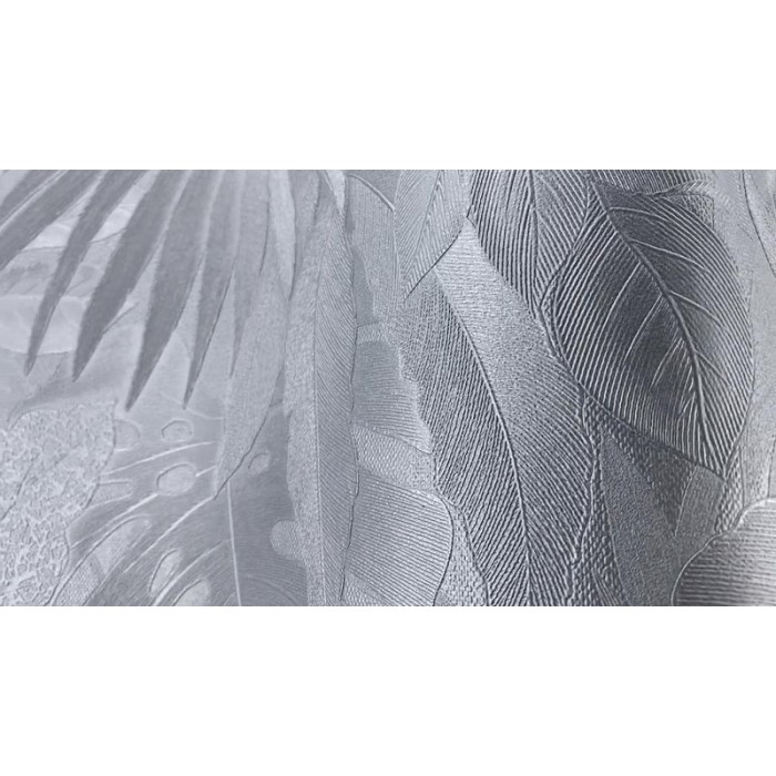 Marburg|Papier peint feuilles monstera palmiers argent|Tropical