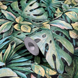 Marburg|Papier Peint grandes feuilles tropicales gris bleuâtre|Papier Peint