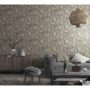 Marburg|Papier Peint grandes feuilles tropicales gris bleuâtre|Papier Peint 2