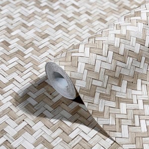 Casamance|Papier peint fibres naturelles raphia natte blanc crème|Imitation Raphia