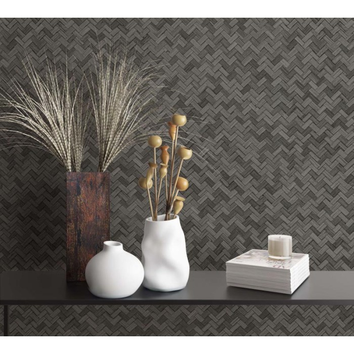Marburg|Papier Peint en osier tressé de bambou gris anthracite|Ethnique