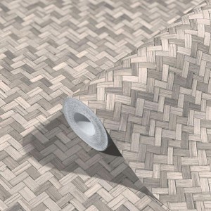 Elitis|Vinyl wallpaper with brown raffia texture|Raffia Imitation