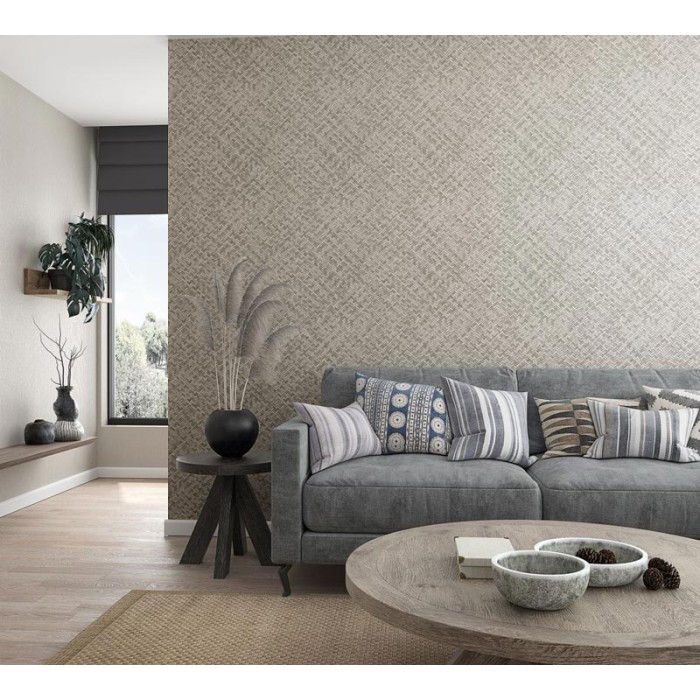 Marburg|Wallpaper artisanal wicker made of greige bamboo|Raffia Imitation