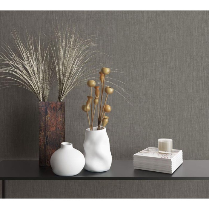 Marburg|Papier Peint texture effet lin gris foncé|Imitation Tissu