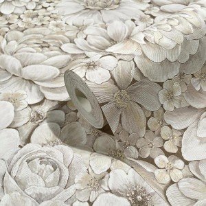 As Creation|Papier Peint planches de bois avec motifs floraux|Papier Peint