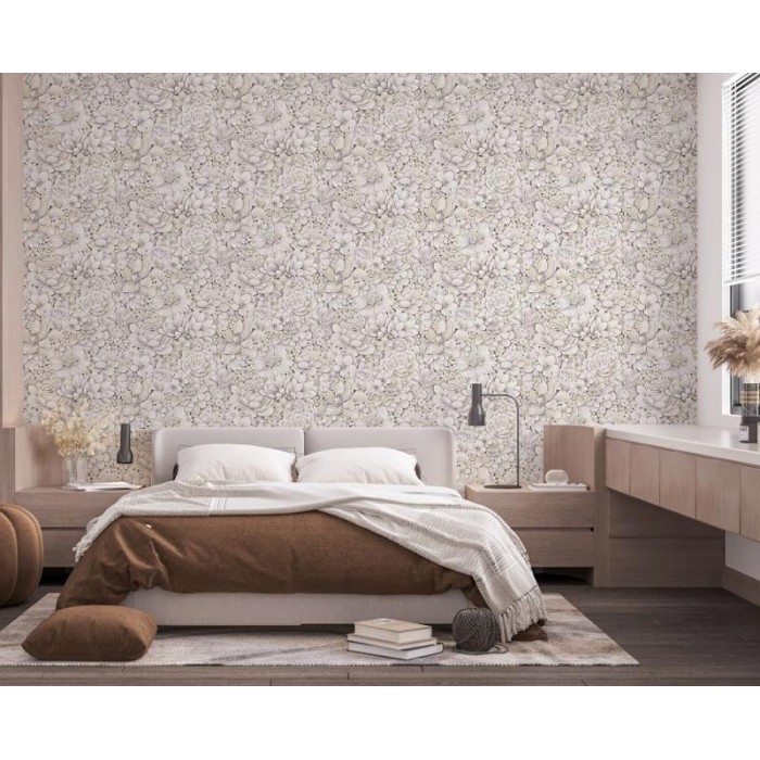 Marburg|Papier Peint floral romantique gris|Papier Peint