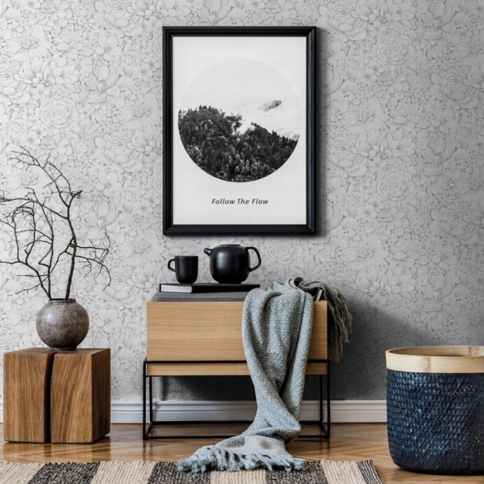 Papel pintado floral romántico cabecero cama - Marburg Botanica 33952