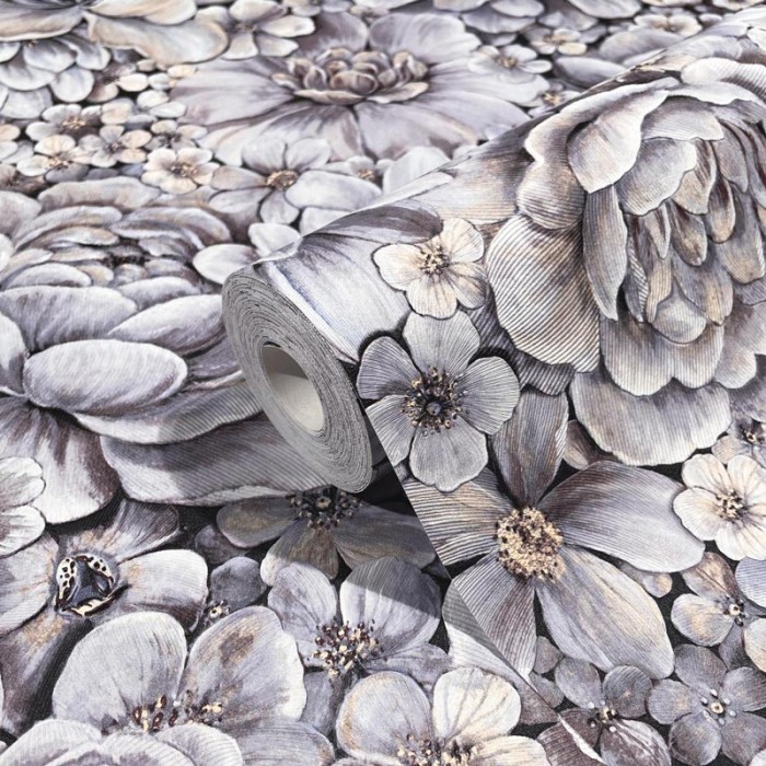 Papel pintado floral romántico flores lila - Marburg Botanica 33955