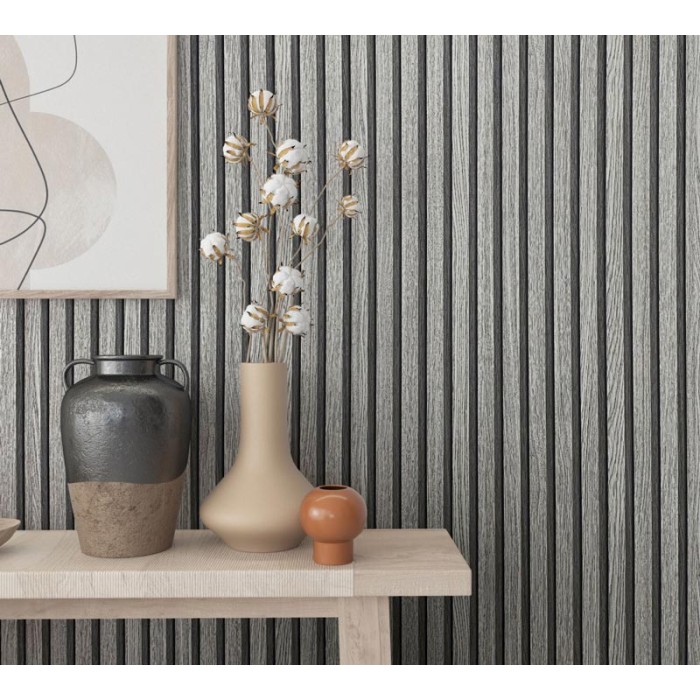 Marburg|Papier Peint panneau lamelles bois gris|Imitation Bois