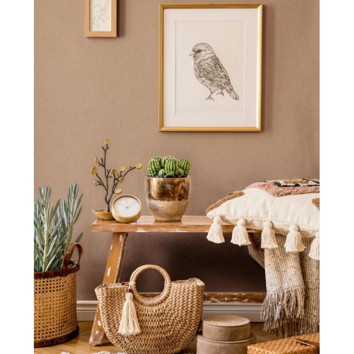 Marburg|Wallpaper textile linen-effect in camel brown|Fabric Imitation