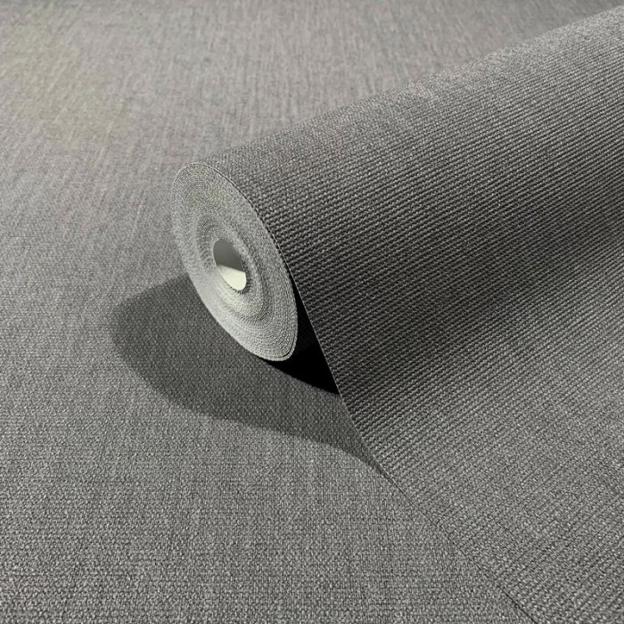 Papel pintado textil efecto lino gris oscuro - Marburg Botanica 33967