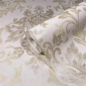 Marburg|Papel pintado estilo damasco beige y dorado|Damasco