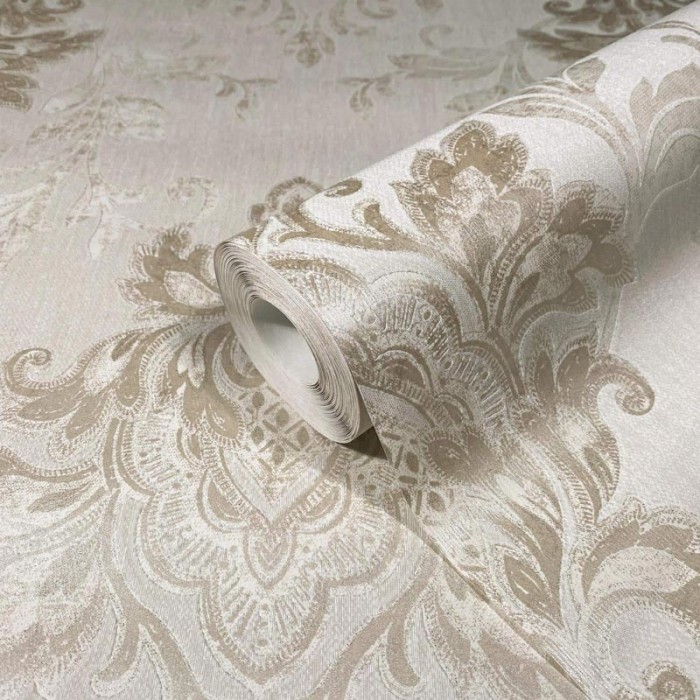 Marburg|Papier Peint damas ornemental beige clair métallisé|Damas