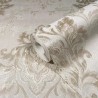 Marburg|Tapete mit ornamentalem Damast in hellem metallischem Beige|Damast