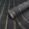 Marburg|Papel pintado rayas negro y dorado con líneas metalizadas|Rayas