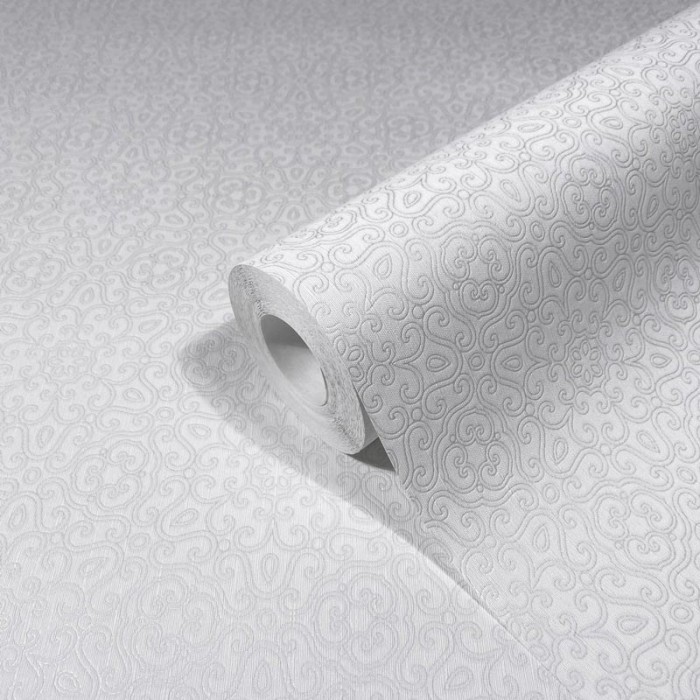 Marburg|Papier peint style arabesque baroque blanc|Minimaliste