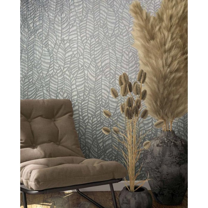 Marburg|Papier Peint à motif floral abstrait gris avec reliefs|Papier Peint