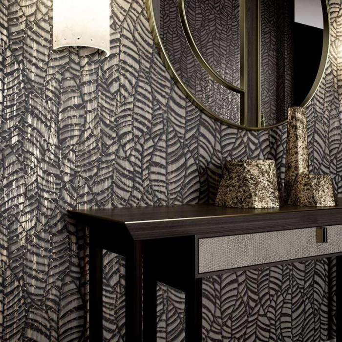 Marburg|Wallpaper abstract floral in metallic brown and black|Abstract