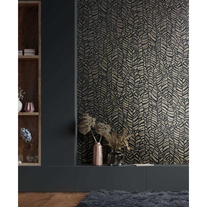 Marburg|Wallpaper abstract floral in metallic brown and black|Abstract